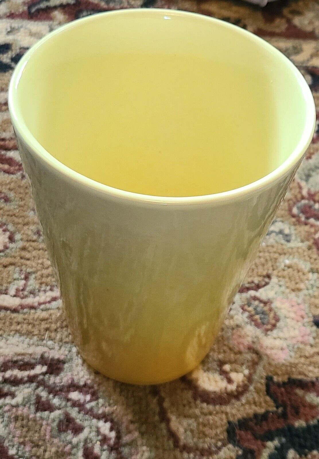 Vintage 2-tone Yellow Glazed Pottery Vase 6.75 Inch Tall