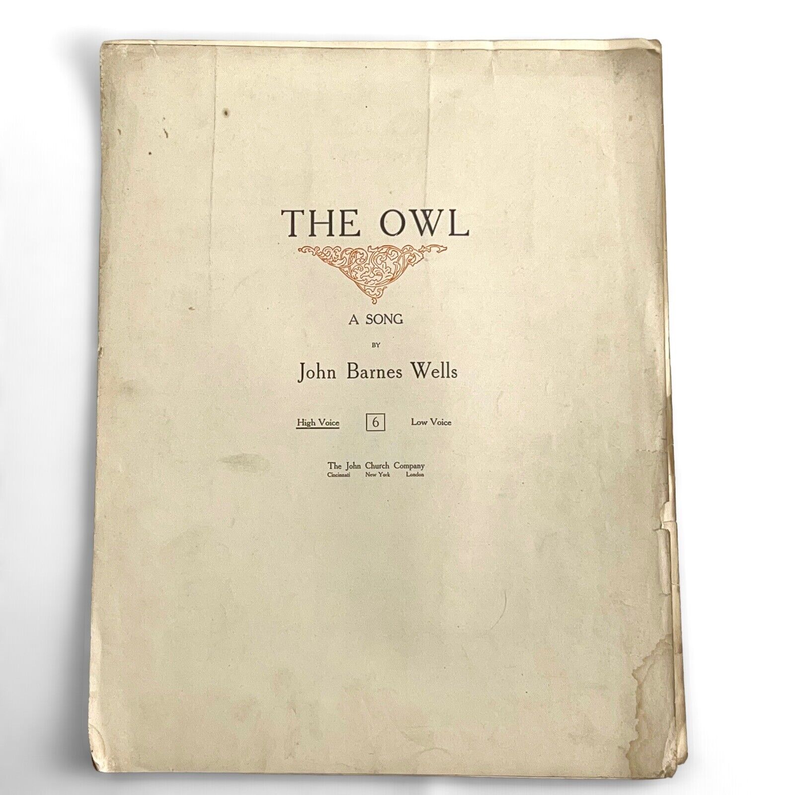 1913 - The owl John Barnes Wells - Sheet Music