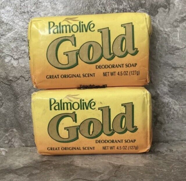 Lot of 2 Vintage Palmolive Colgate Gold Bath Soap Bars Deodorant 4.5 oz New