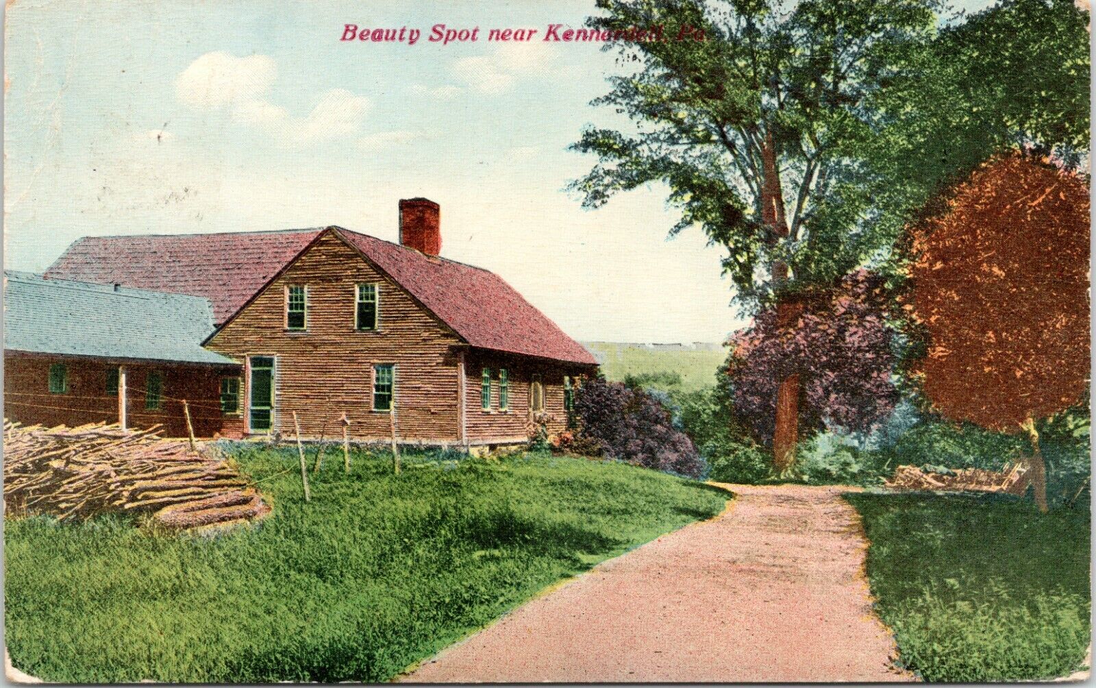 C.1910s Kennerdell PA Beauty Spot Dirt Road Scenic Pennsylvania Postcard 921