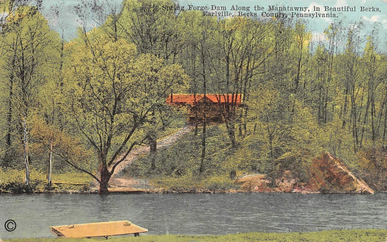 Earlville, PA Pennsylvania SPRING FORGE DAM~RIVER Berks County ca1910's Postcard