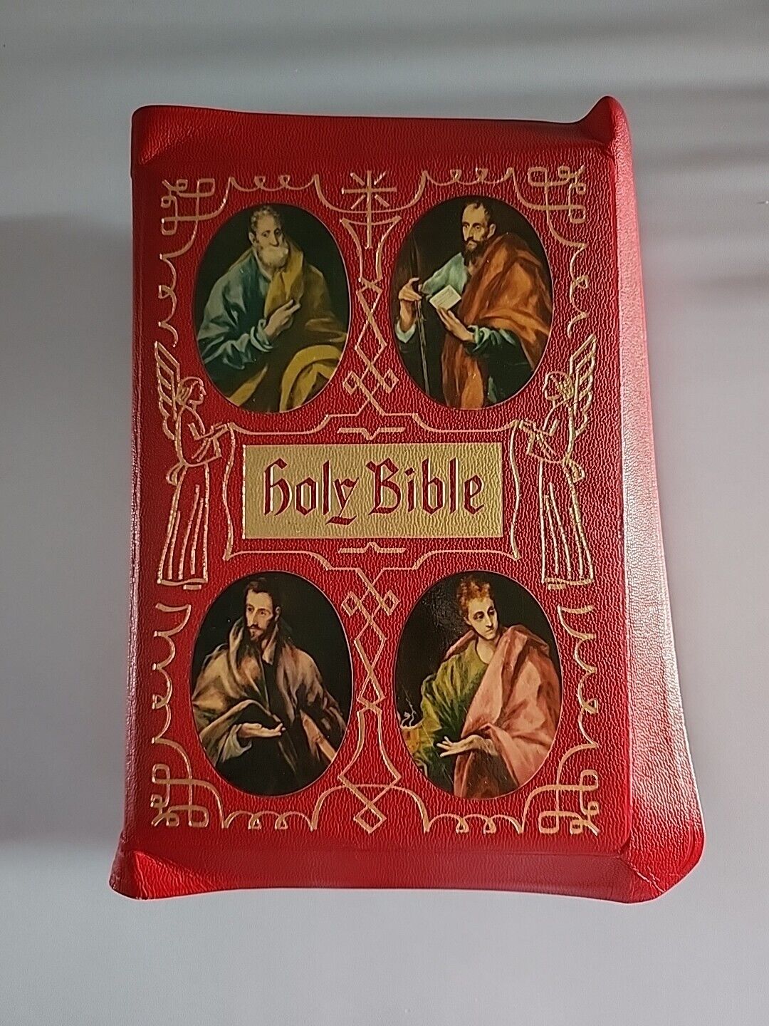1955 Vintage Holy Bible The Holy Angels Edition Red Leather Excellent Condition 