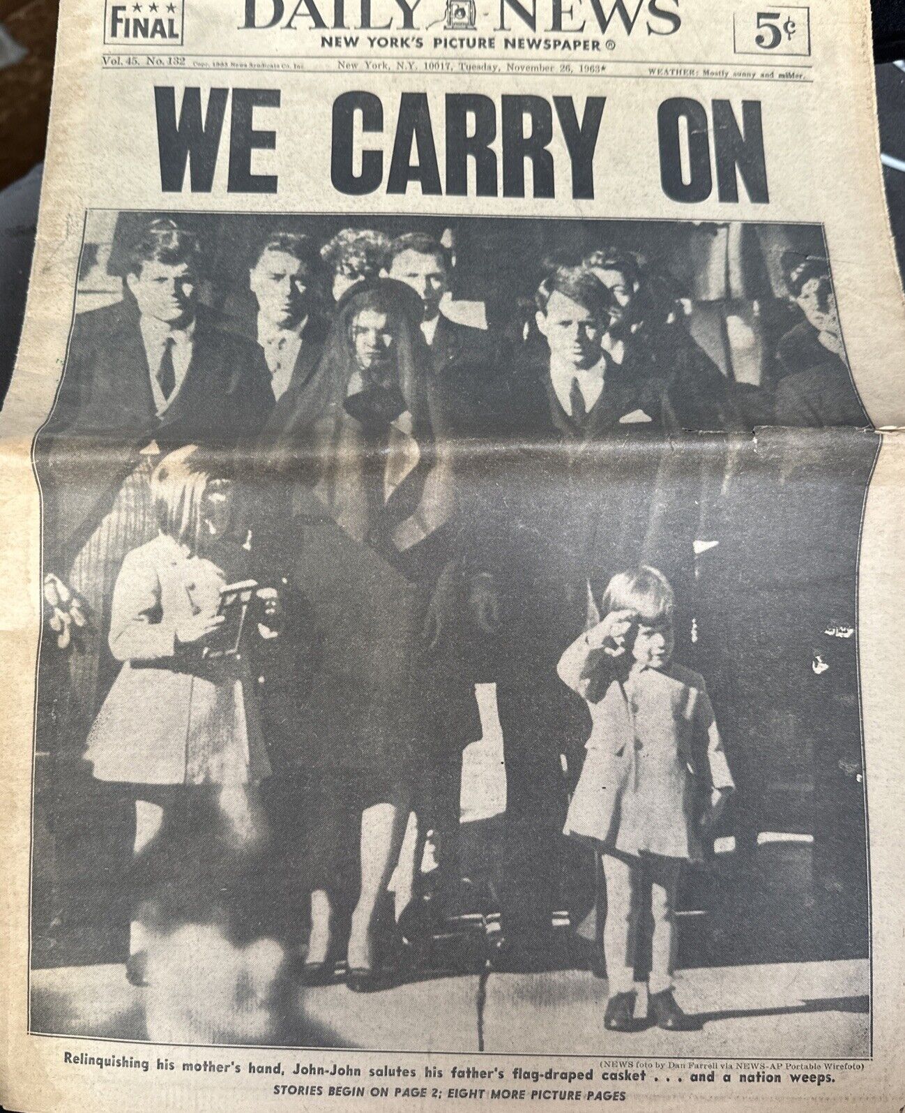 New York Picture Newspaper We Carry On November 26 1963 JFK Vol 45 No 132
