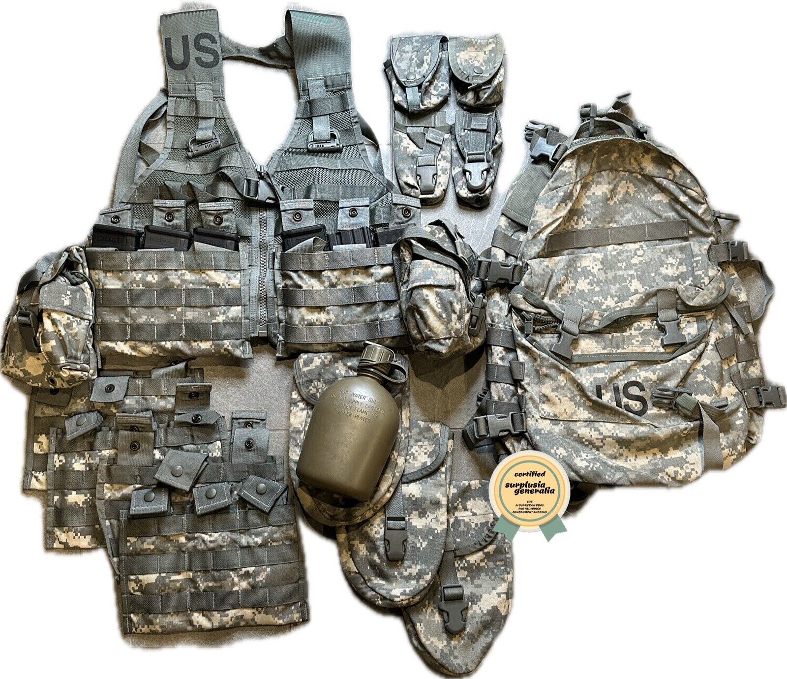 US Army MOLLE Rifleman Kit 18 Piece Set Assault Pack, Vest, Canteen & More