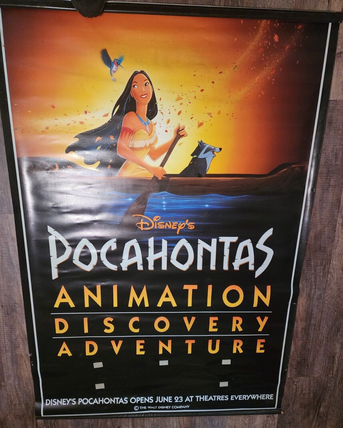 Pocahontas Poster Cinema Original 1995 Walt Disney Double-Sided Vinyl Prop 46x66