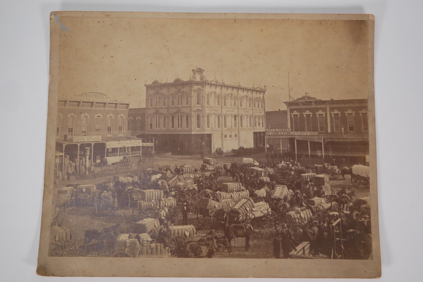 1800's Pressed Photo Of Cotton Bales New Orleans History