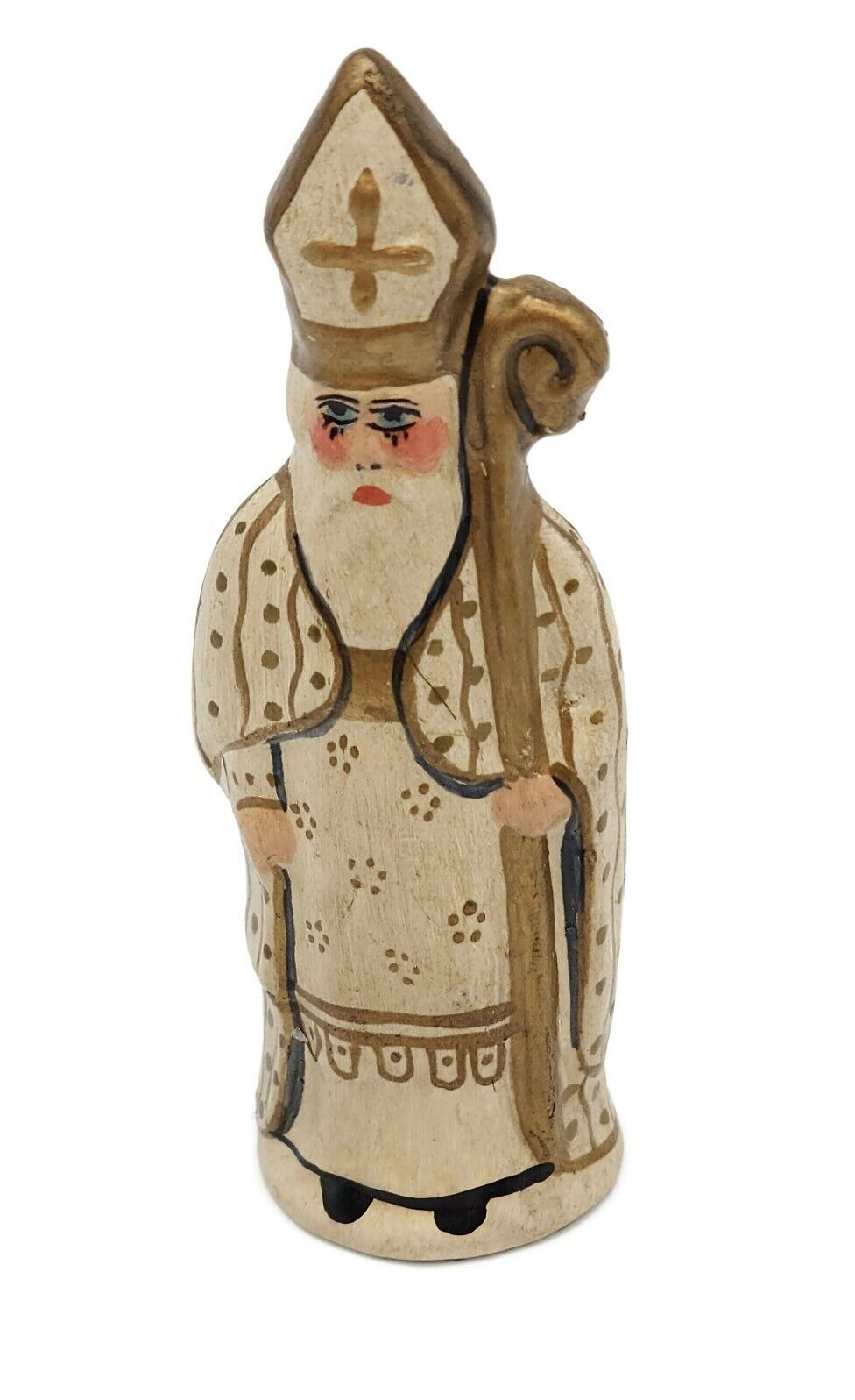 Vaillancourt Tiny St. Nicholas Chalkware Folk Art Christmas Holiday Figurine