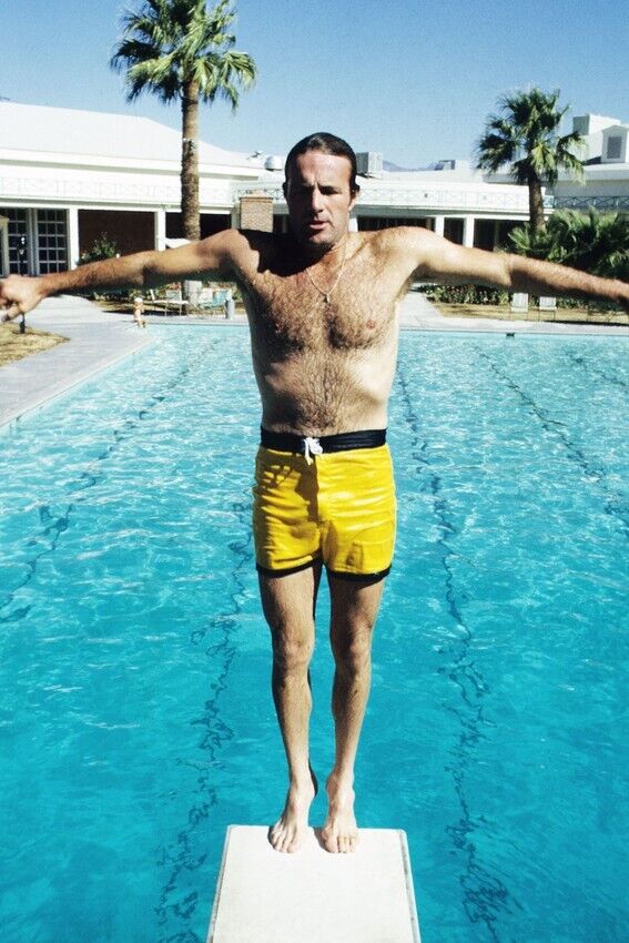 JAMES CAAN 24x36 inch Poster SWIMMING SHORTS BARECHESTED BY POOL