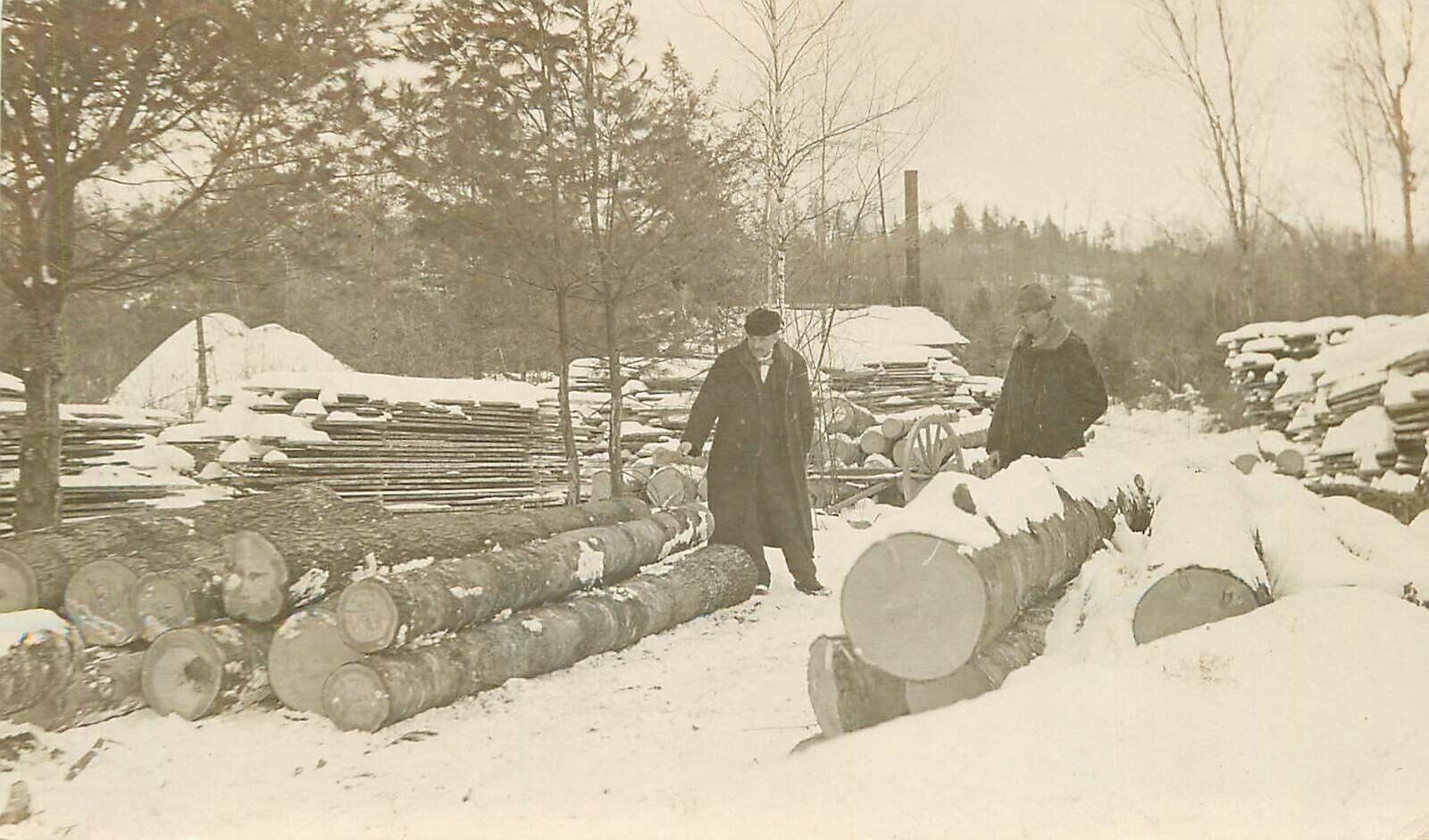 Postcard RPPC New York Germantown Logging lumber sawmill 1909 23-2130