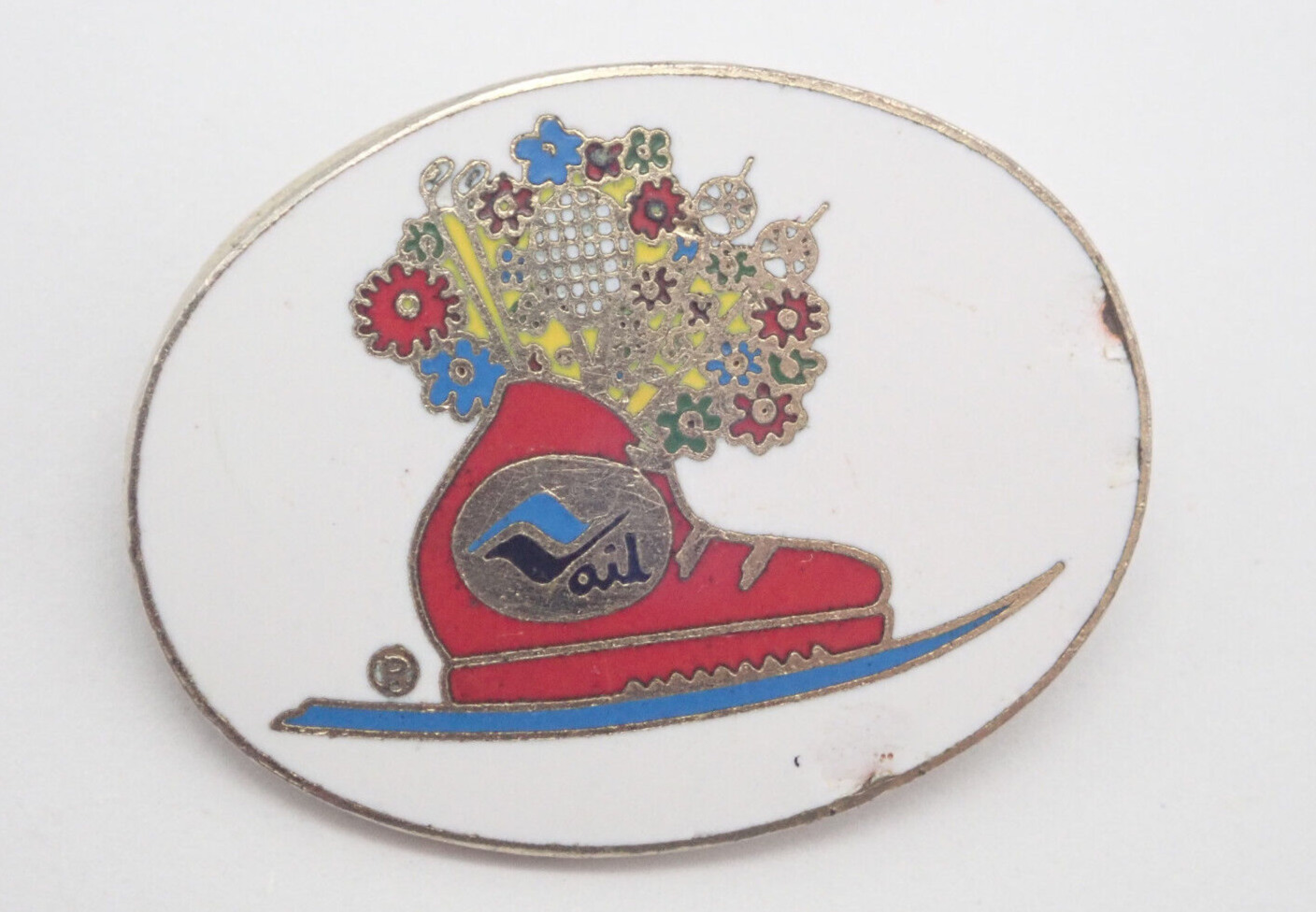 Vail Ski Boot with Flowers Vintage Lapel Pin