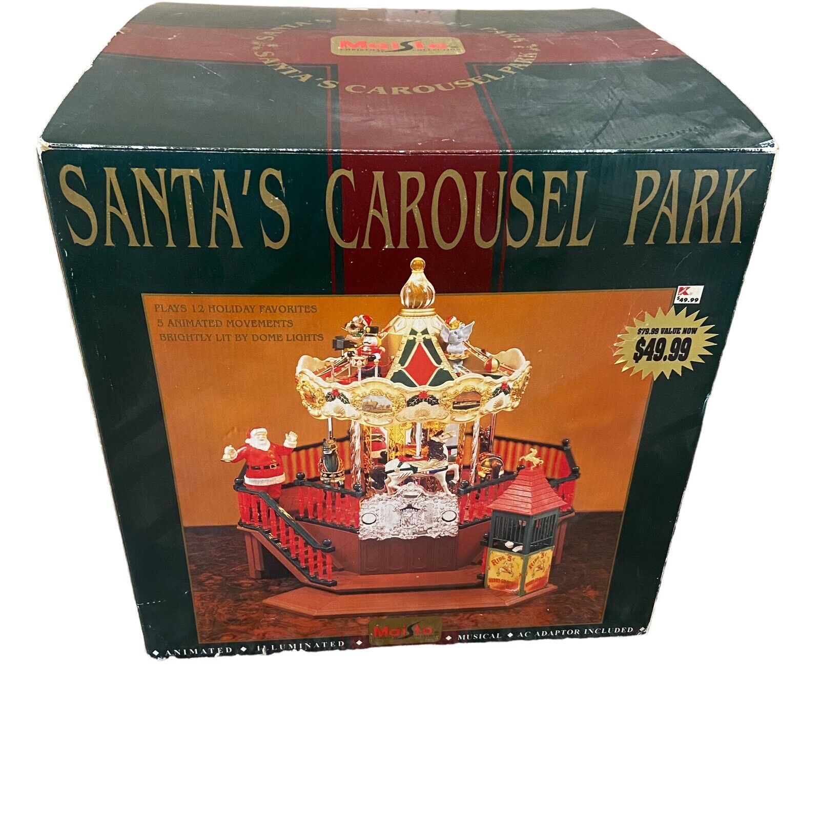 Christmas Santa\'s Carousel Park Maisto 1998 Musical Animated in Box 12 Songs