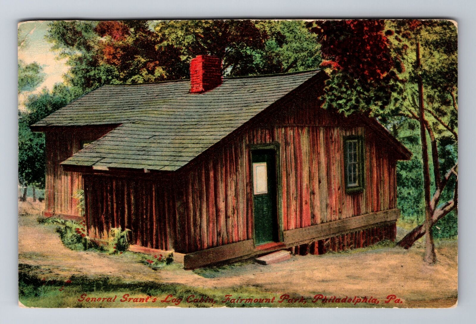 Philadelphia PA-Pennsylvania, General Grant\'s Log Cabin Vintage c1913 Postcard