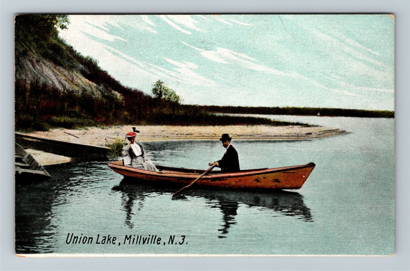 Millville NJ-New Jersey, Boating on Union Lake, c1910 Vintage Postcard