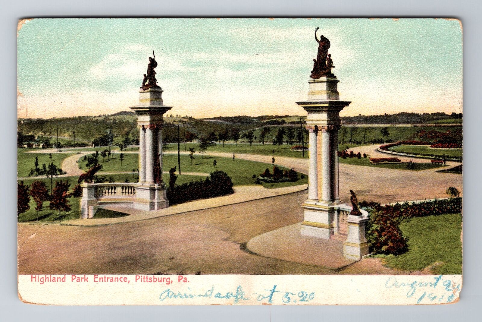 Pittsburg PA- Pennsylvania, Highland Park, Antique, Vintage c1908 Postcard