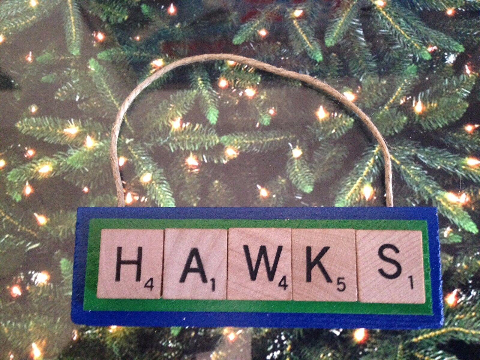 University North Carolina Wilmington Hawks Christmas Ornament Scrabble Tiles