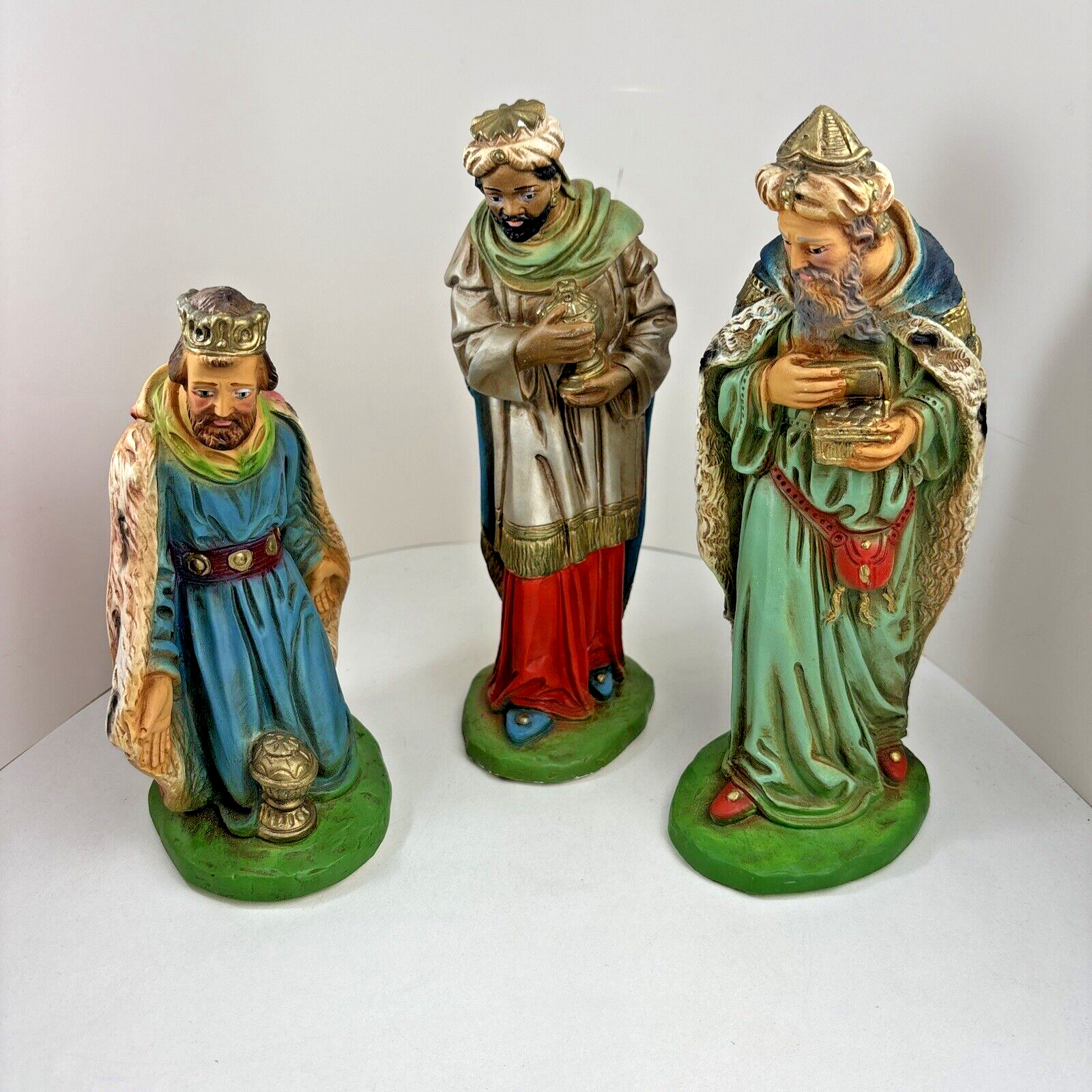 1940s Chalkware Nativity Columbia Statuary THREE WISEMEN Christmas Collectible
