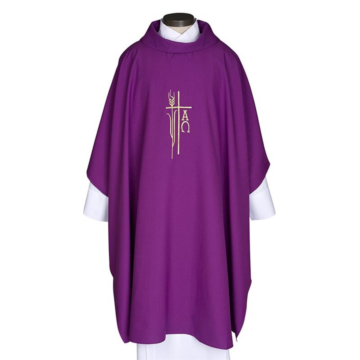 Alpha Omega Monastic Purple Advent Seasonal Chasuble for Church or Chapel  51 In