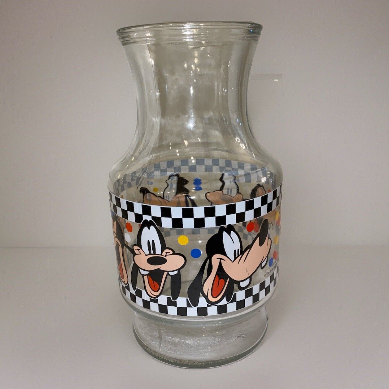 Disney Goofy Vintage Glass Juice Water Pitcher Carafe USA