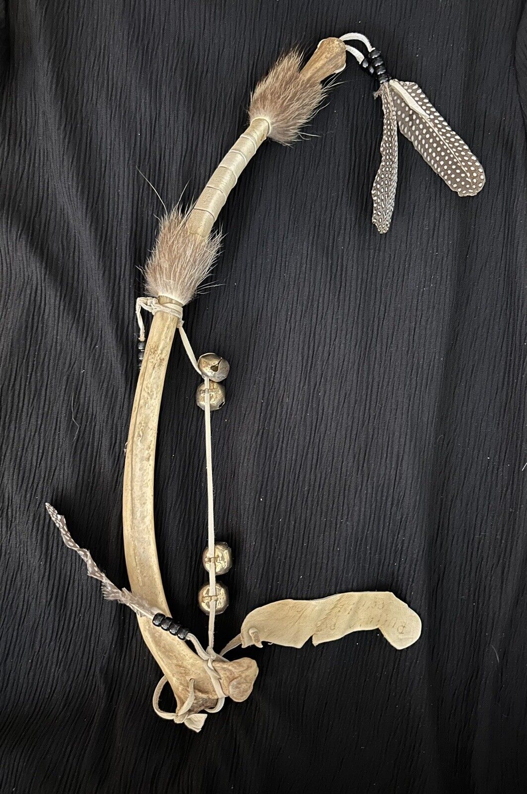 Vintage Handmade Native American Ceremonial Buffalo Rib Bone Dance Instrument