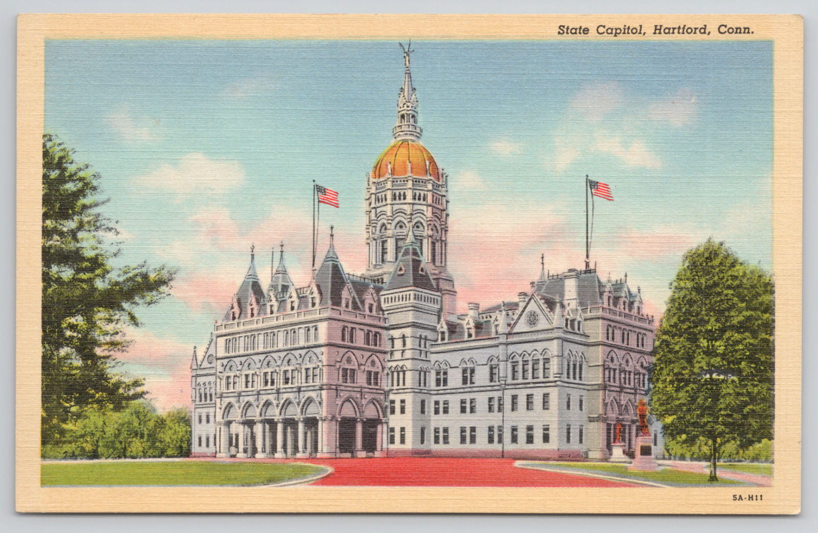Hartford Connecticut State Capitol Building Linen Postcard
