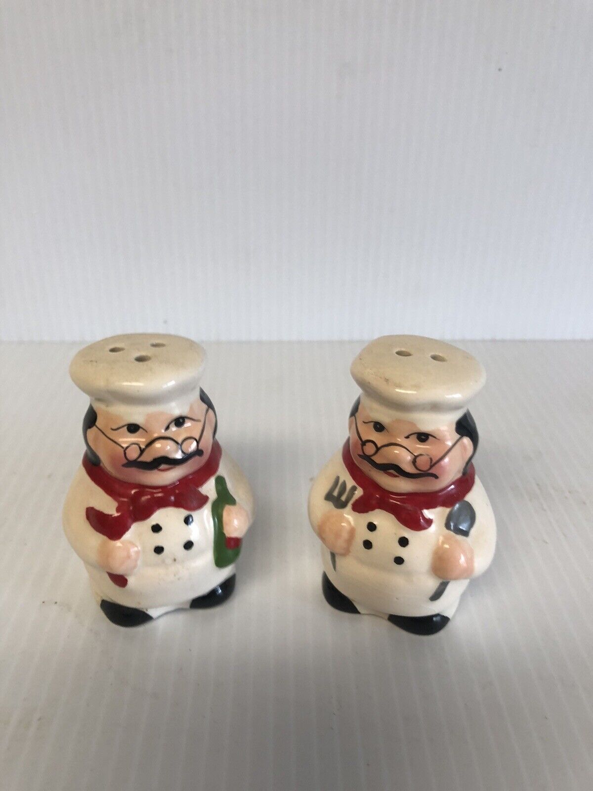 Vintage 3” Italian Chef Kitchen Salt And Pepper Shakers.