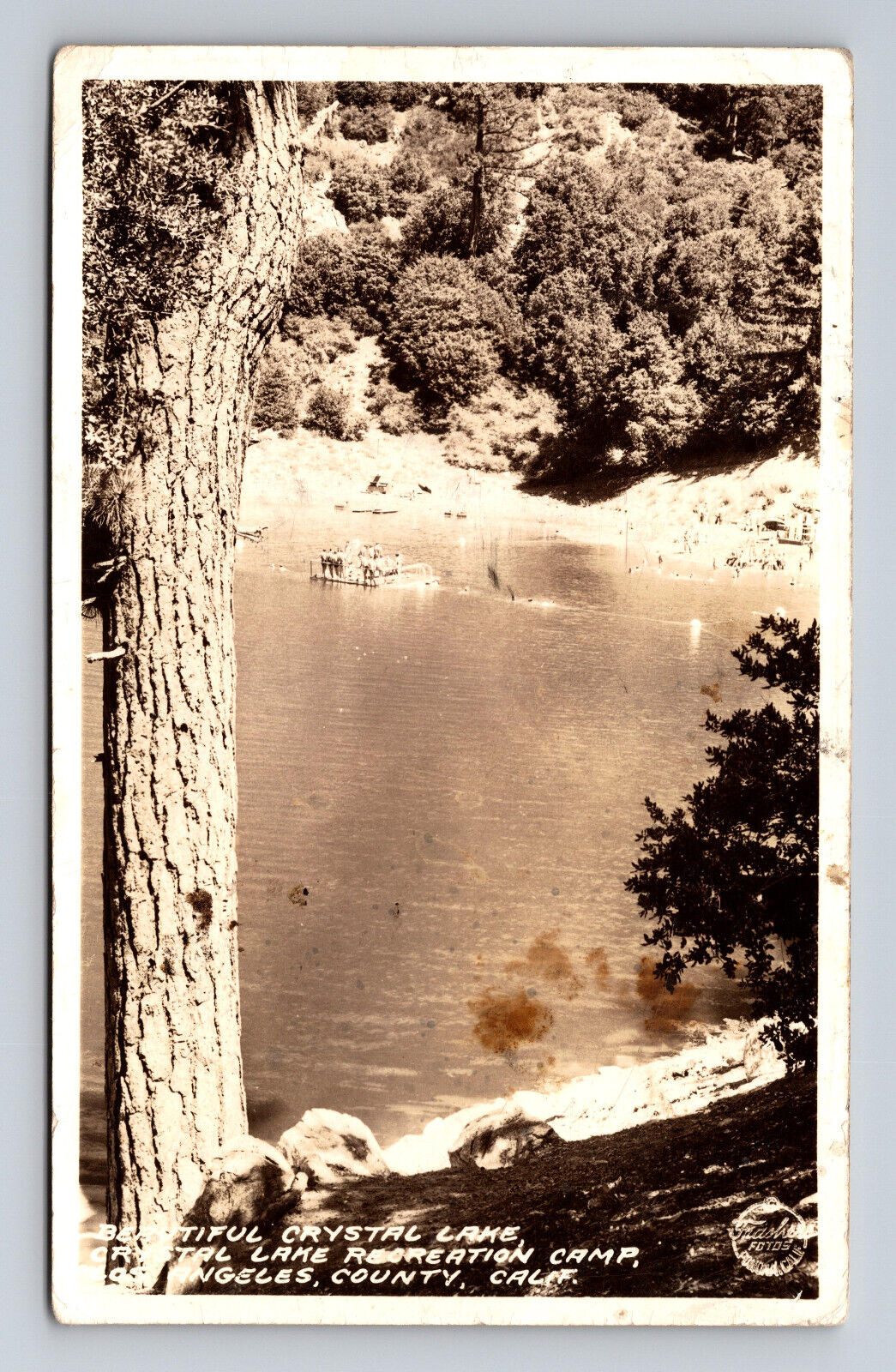 RPPC Postcard Los Angeles CA California Crystal Lake Recreation Camp Swimmers