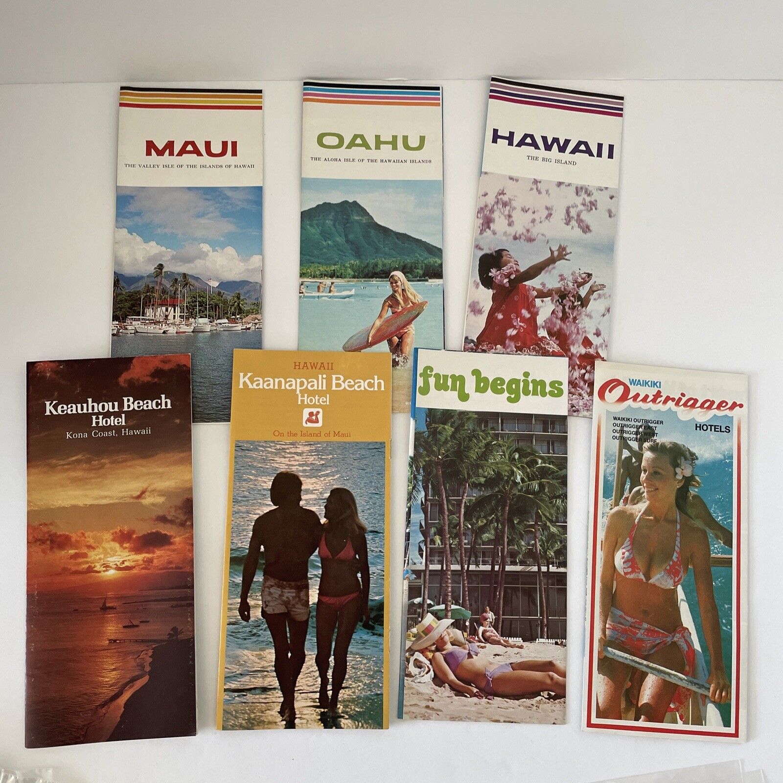 1970s? Vintage Maui Oahu Hawaii Outrigger Hotels Lot of 7 Travel Brochures