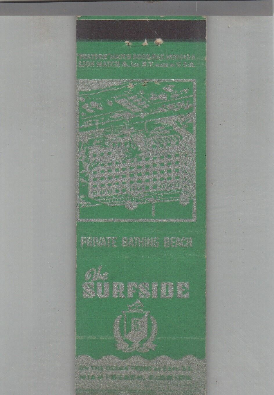 Matchbook Cover - Stripped Feature The Surfside Hotel Miami Beach FL