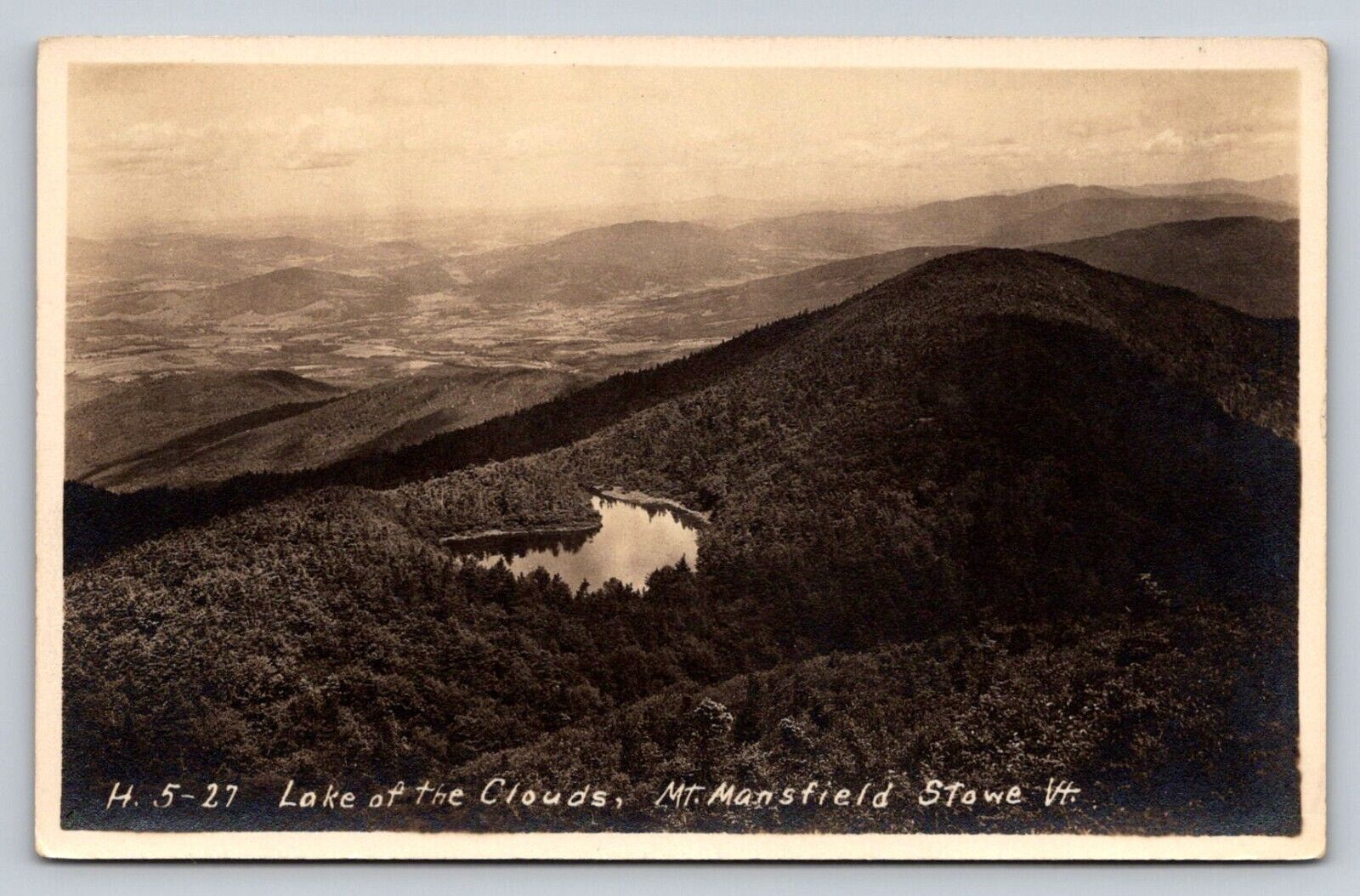 RPPC Aerial View Lake Of The Clouds Mt Mansfield Vermont Real Photo P716