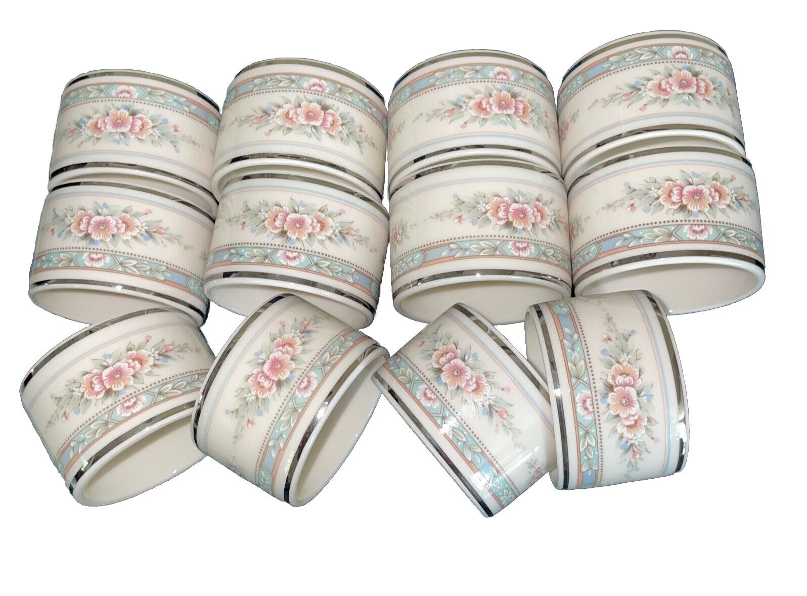 Noritake Japan Rothschild FOUR Set Napkin Ring Holders NWOT