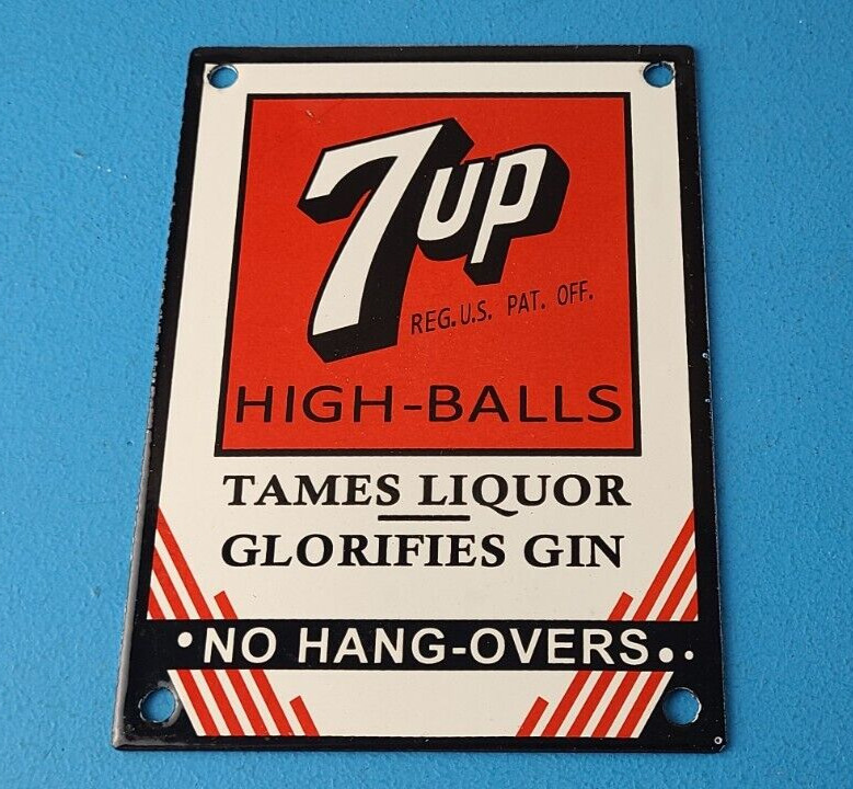 Vintage 7 Up Soda Sign - Porcelain General Store Gas Oil Pump Liquor Sign