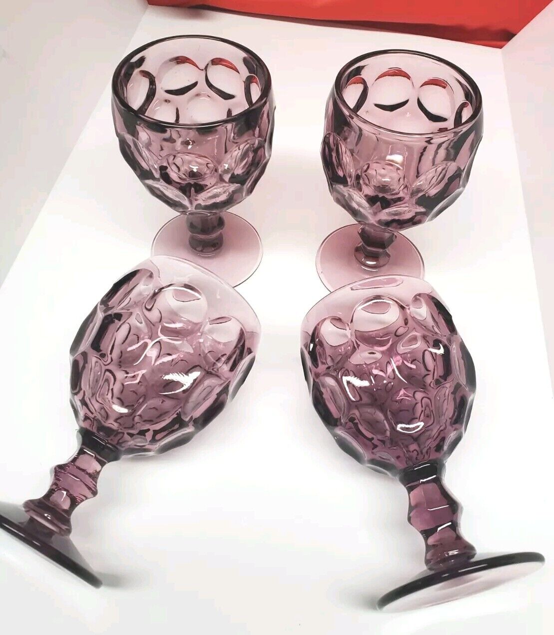 Set 4 Vintage Imperial PROVINCIAL Purple Goblets Thumbprint 5 3/4” Glasses 