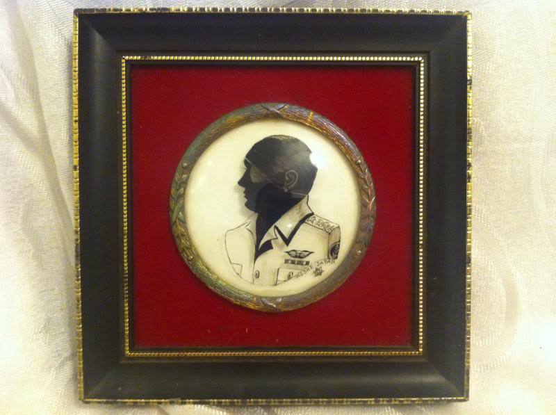 VINTAGE MOSHE DAYAN HAND PAINTING GLASS SILHOUETTE ISRAEL