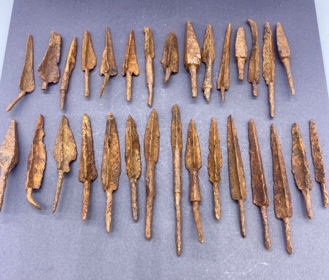 Lot Of 30 Pics Rare Ancient Old Roman Spears Heads Arrows With Ground Patina