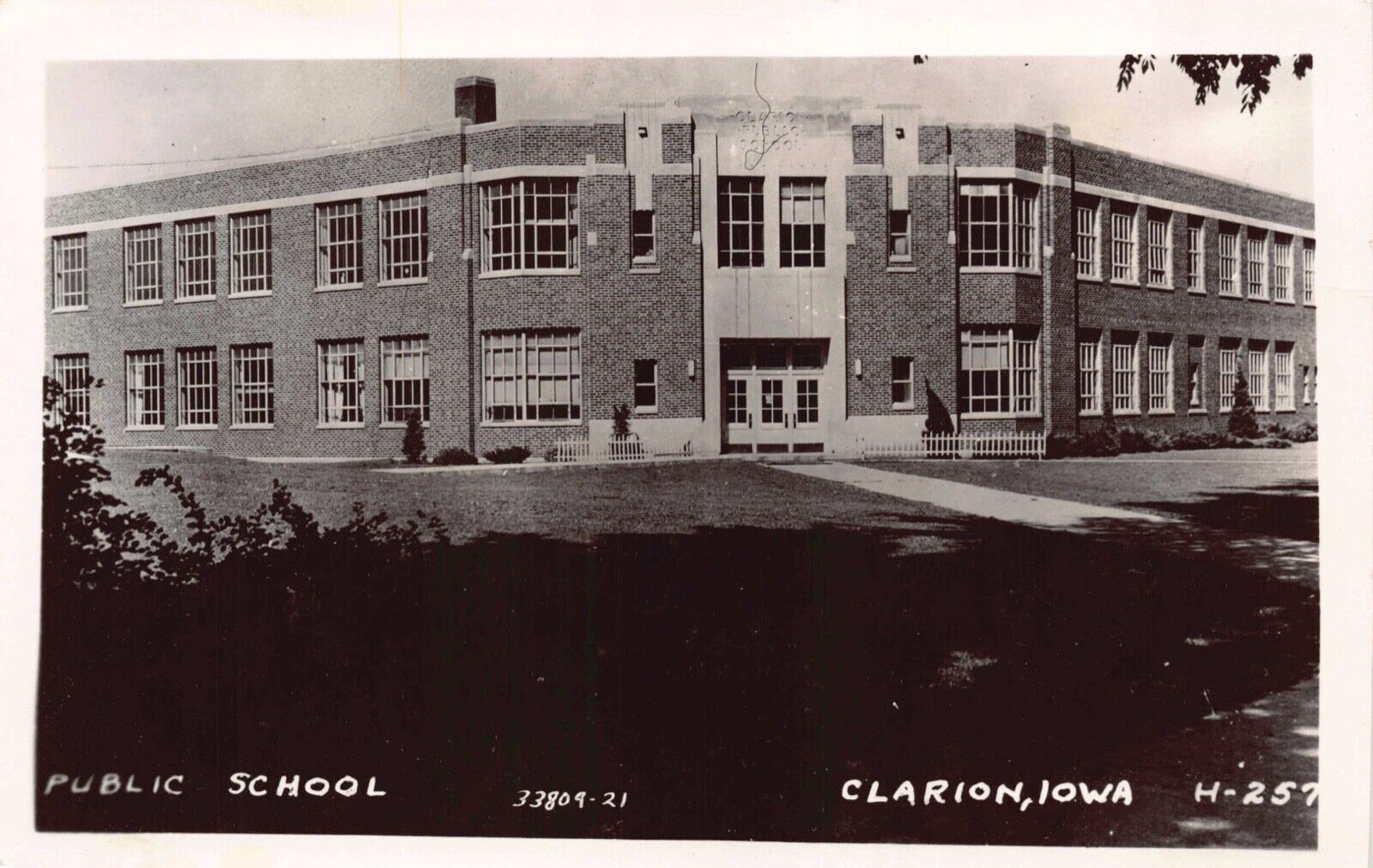 Real Photo Postcard Public School in Clarion, Iowa~124730