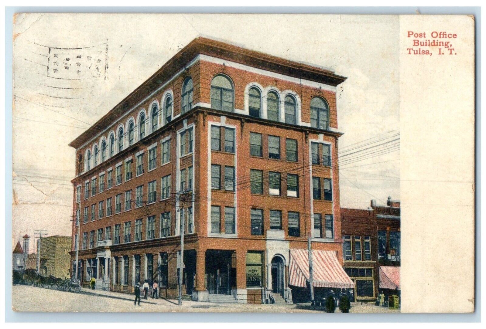1908 Post Office Building Exterior View Tulsa I.T. Oklahoma OK Vintage Postcard