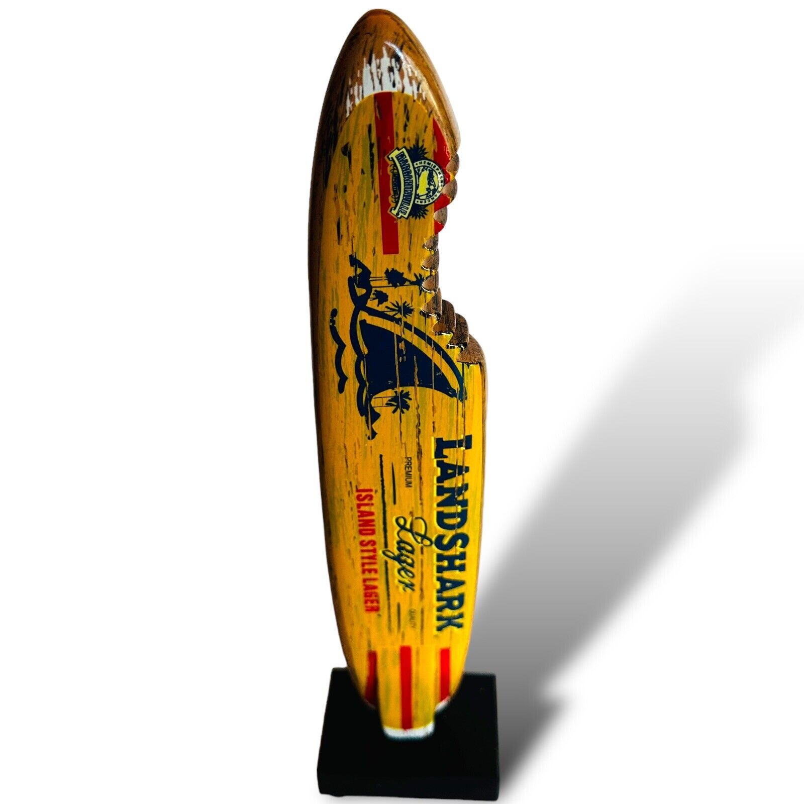LANDSHARK Beer Tap Handle ISLAND STYLE LAGER SHARK BITTEN SURFBOARD FLORIDA