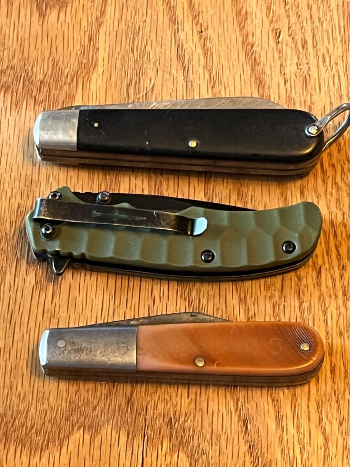 Lot of 3 vintage Camillus pocket knives TL-29 51 olive green 