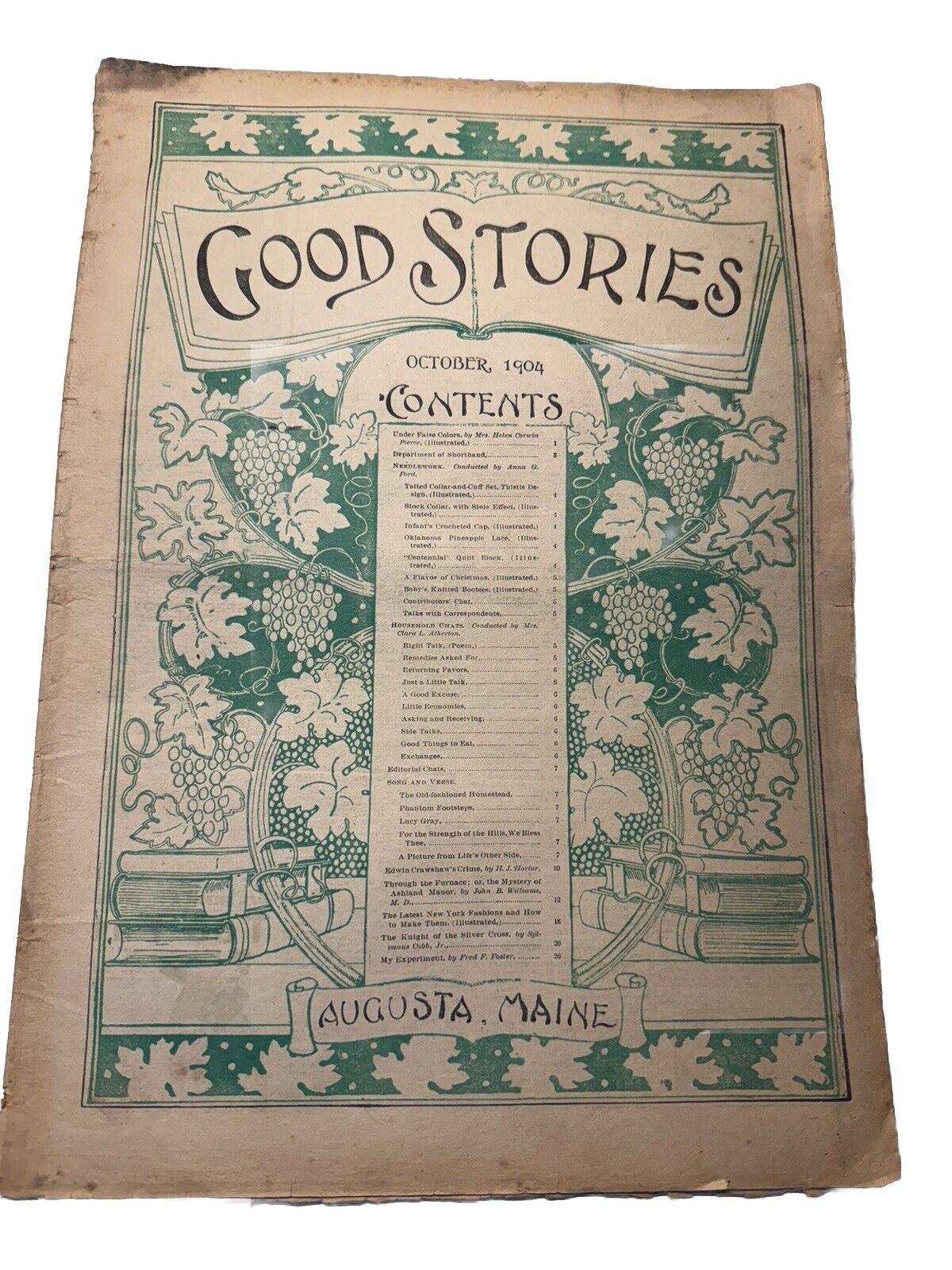 Vintage Good Stories Newspaper Magazine October, 1904 Augusta, Maine