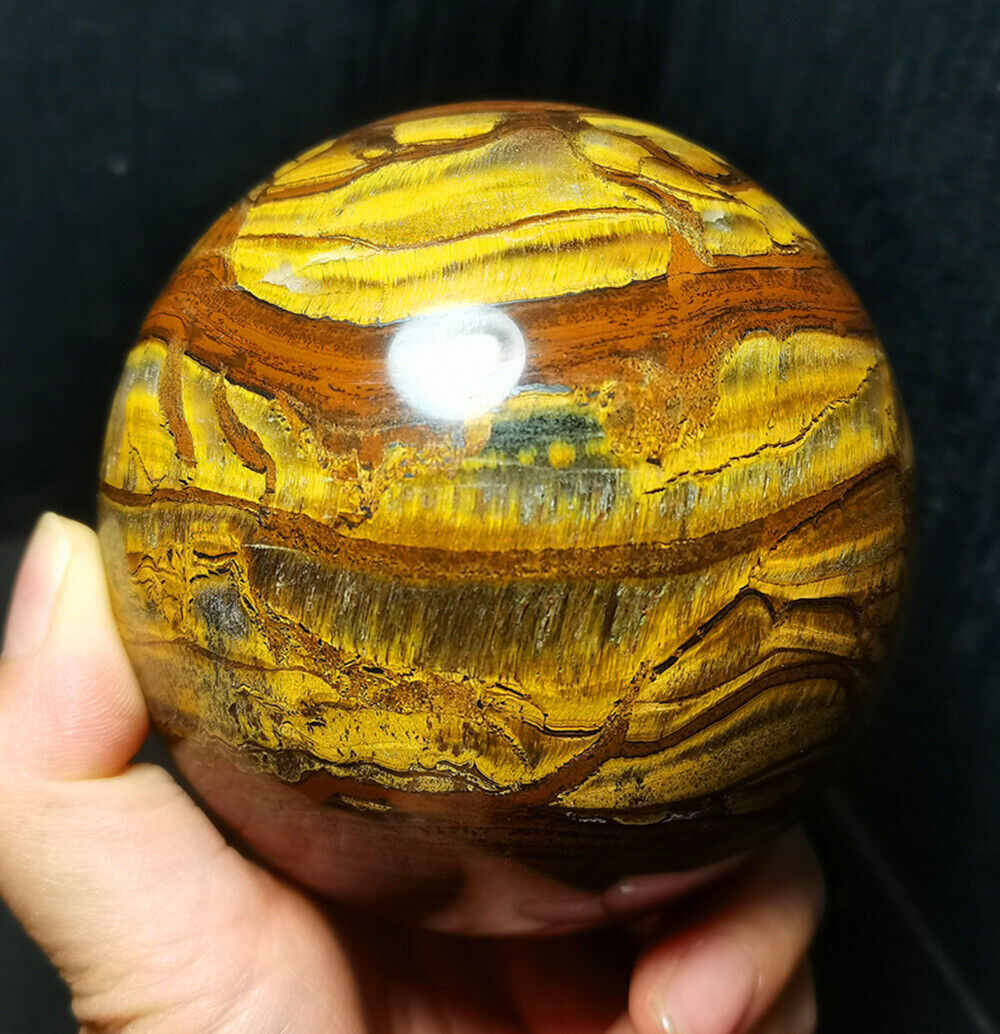 RARE 1210G Natural Tiger\'s Eye Sphere Ball/Energy stone/Decoration/Healing WD953