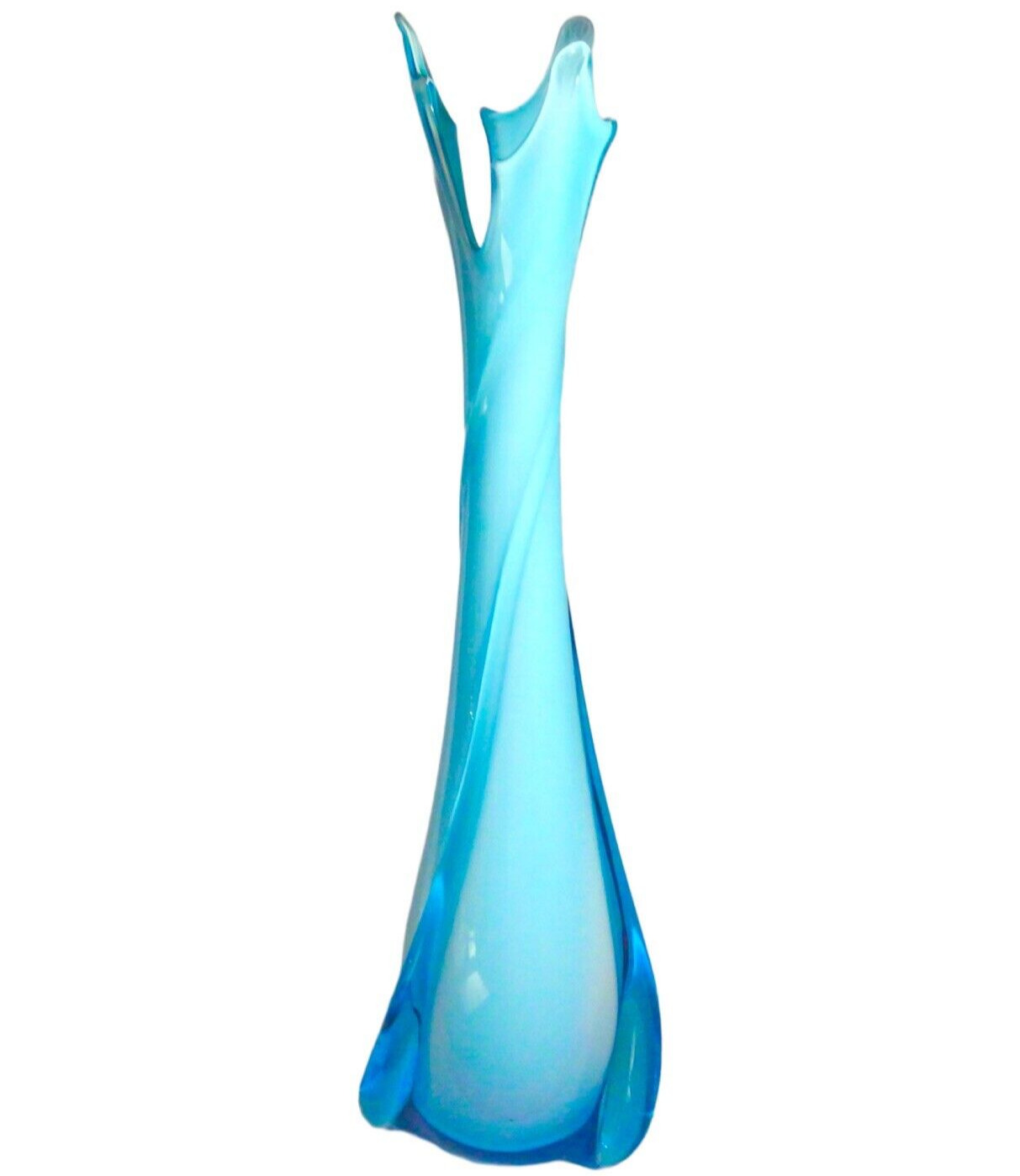 Empoli Glass Vase Italy Cristalleria Fratelli Betti Large 20” Blue 1950-1960