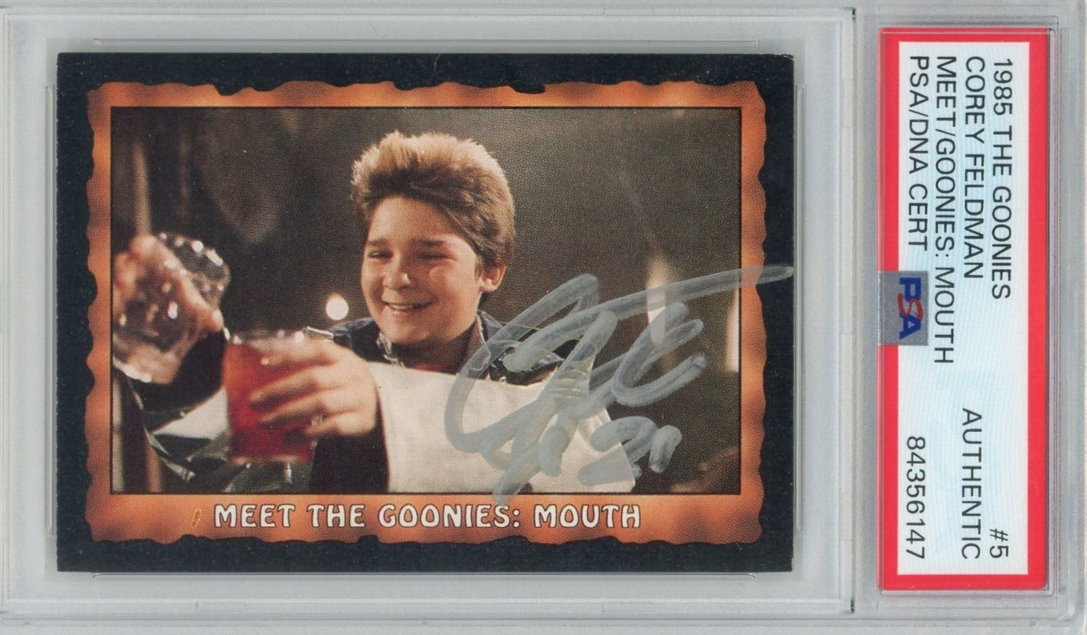 Corey Feldman As Mouth 1985 Topps The Goonies #5 Rookie Autograph PSA Authentic