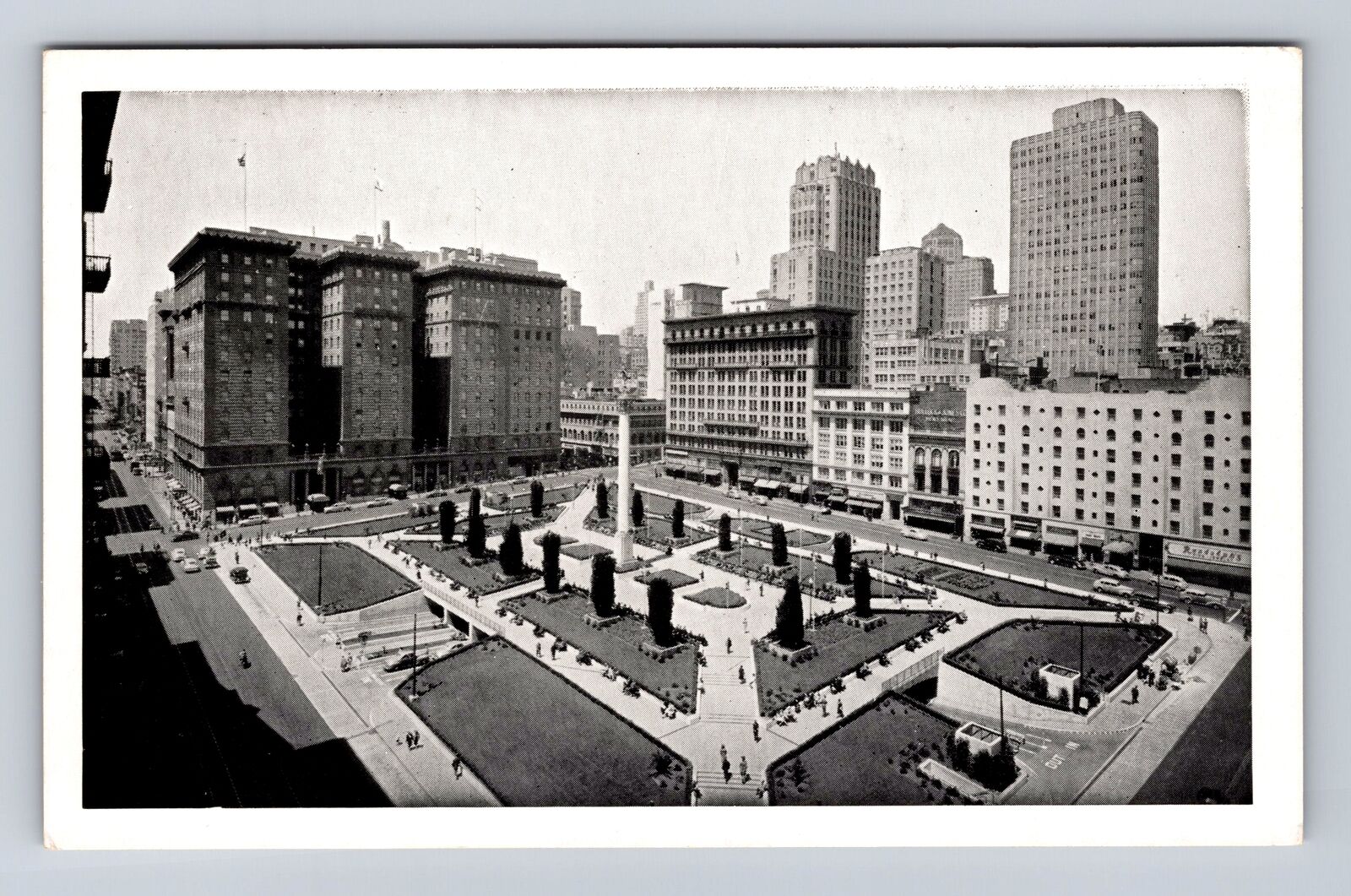 San Francisco CA- California, Aerial Union Square, Antique, Vintage Postcard