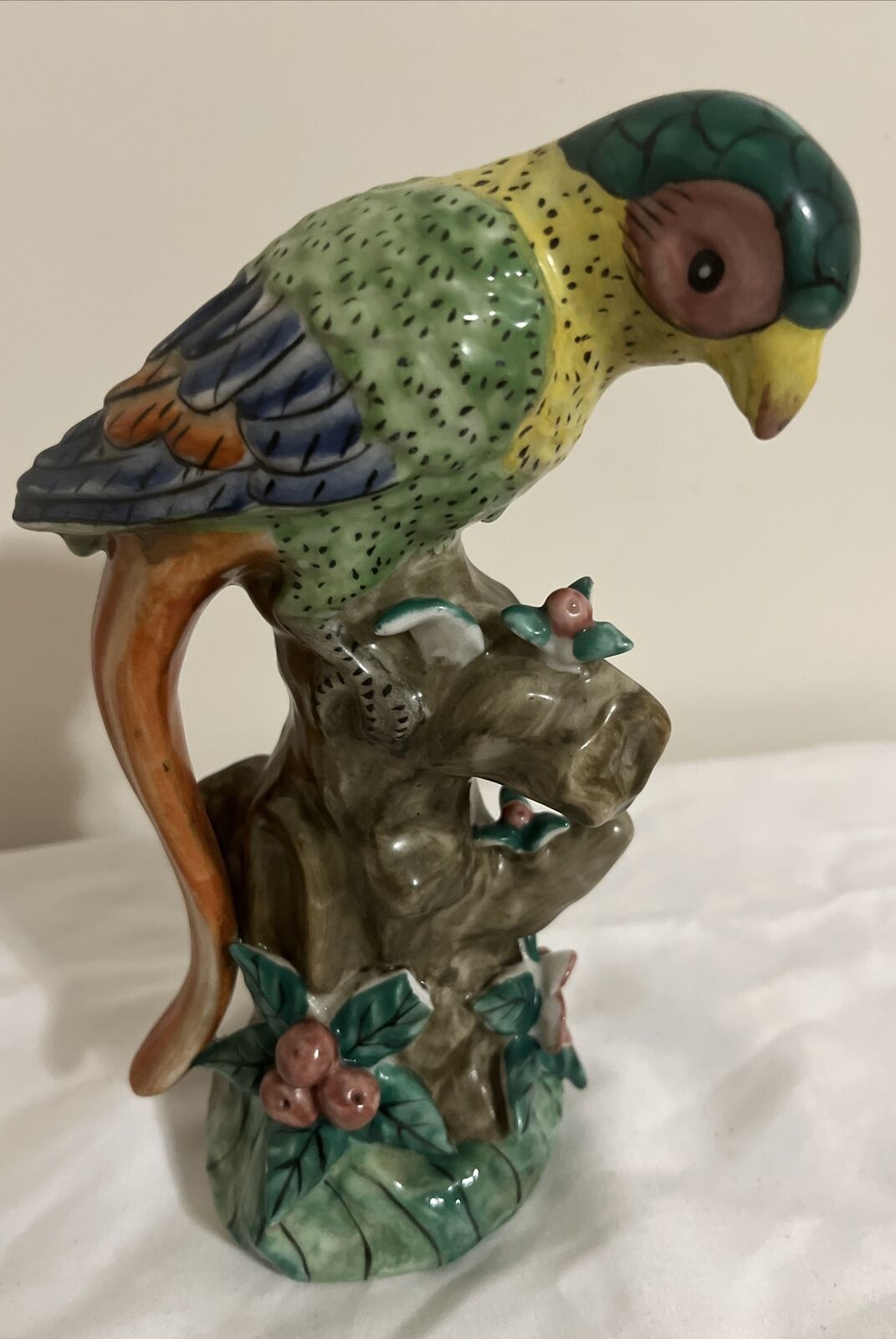 ceramic  Long Tailed parrot figurine