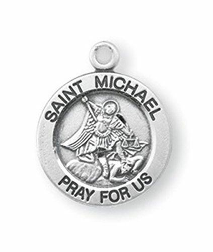 HMH Sterling Silver Small Petite Round Saint St Michael Medal Pendant, 11/16 Inc