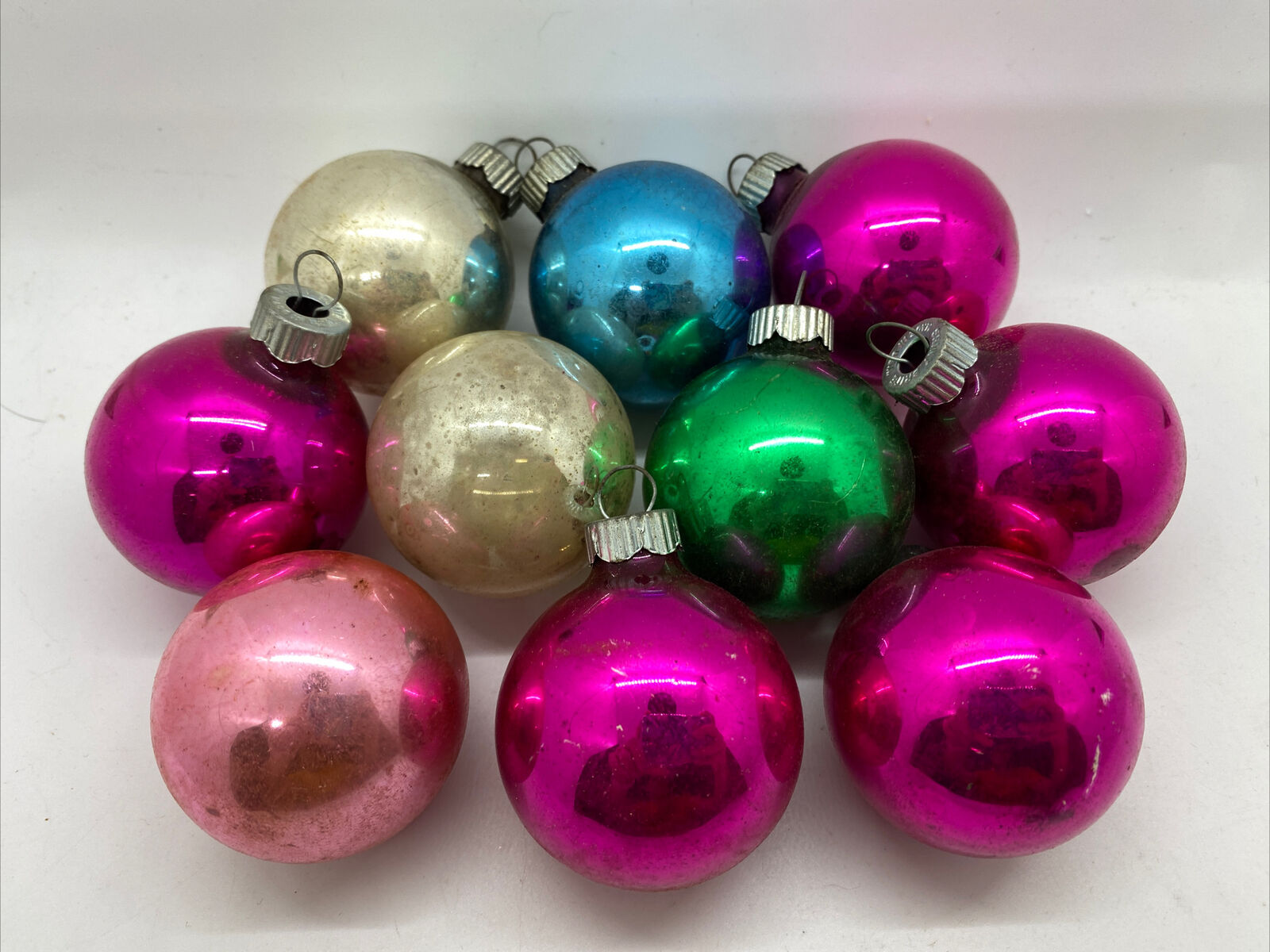 Lot of 10 Vintage Christmas Tree Glass Ball Ornaments Shiny Brite