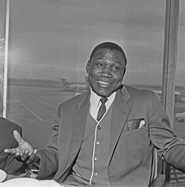 Nigerian-born British boxer Dick Tiger at London Airport 1960s OLD PHOTO
