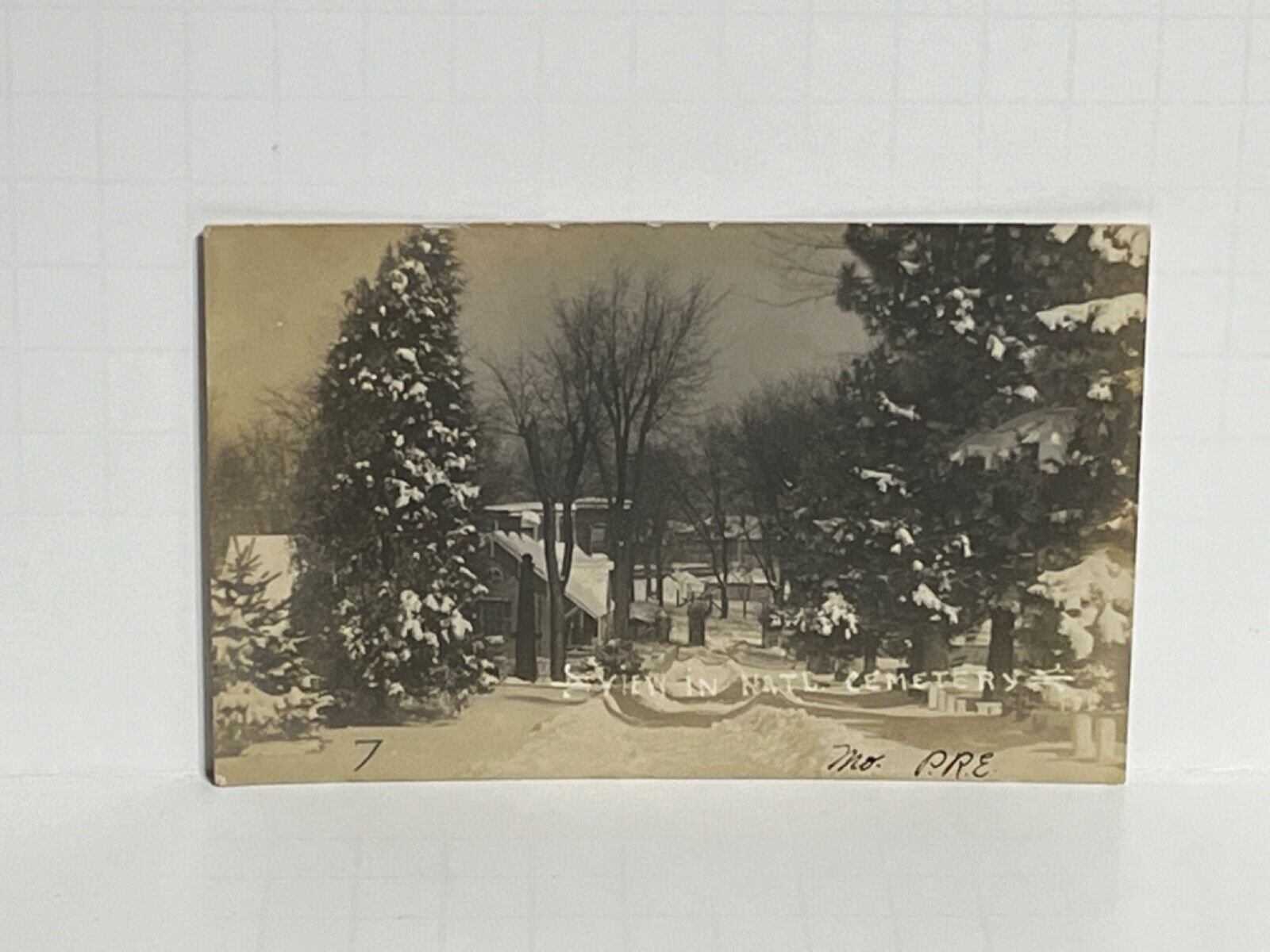 Postcard RPPC View Jefferson Barracks National Cemetery Graveyard Snow MO A65