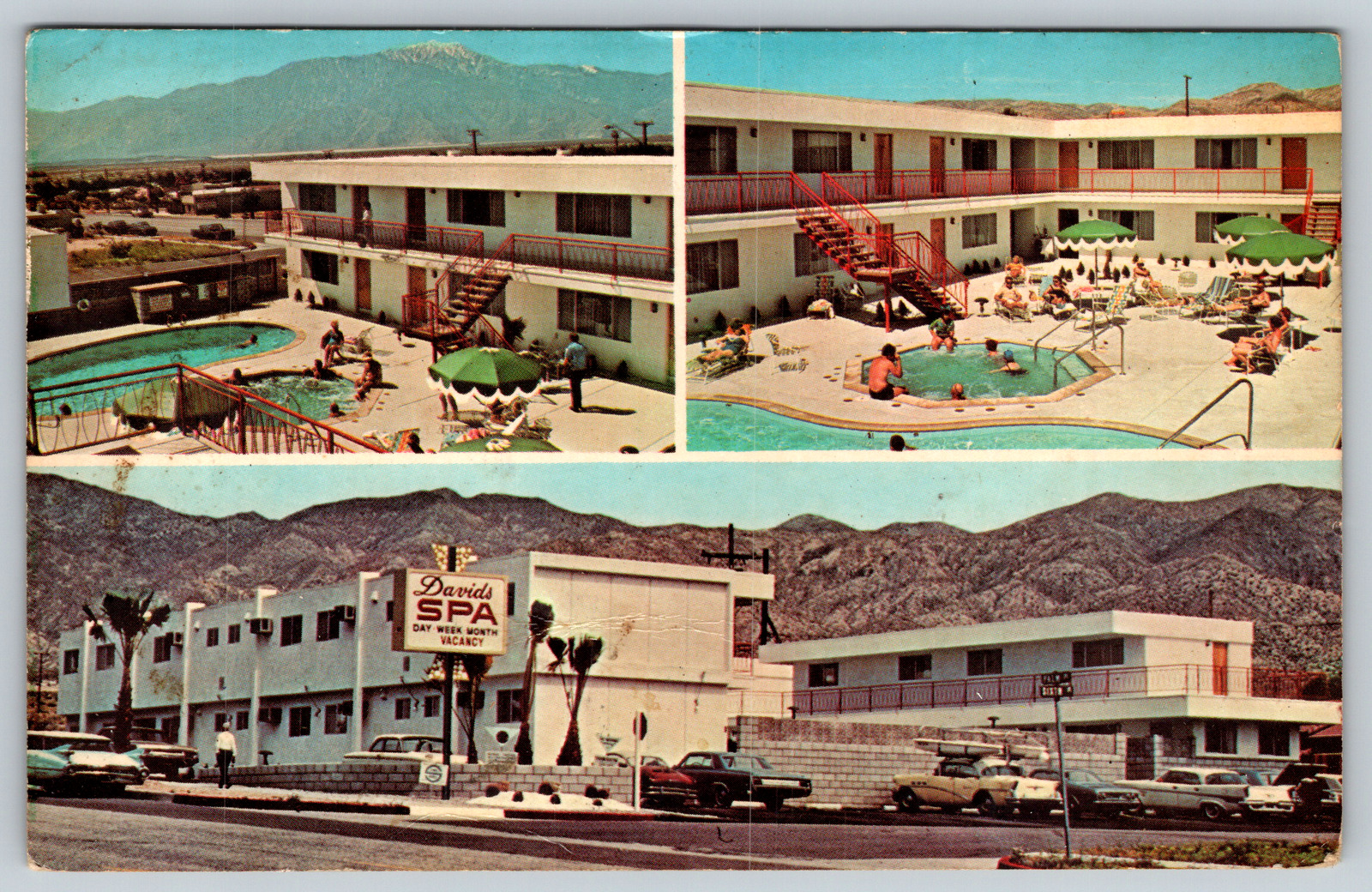 c1960s David\'s Spa Desert Hot Springs California Hotel Pool Vintage Postcard