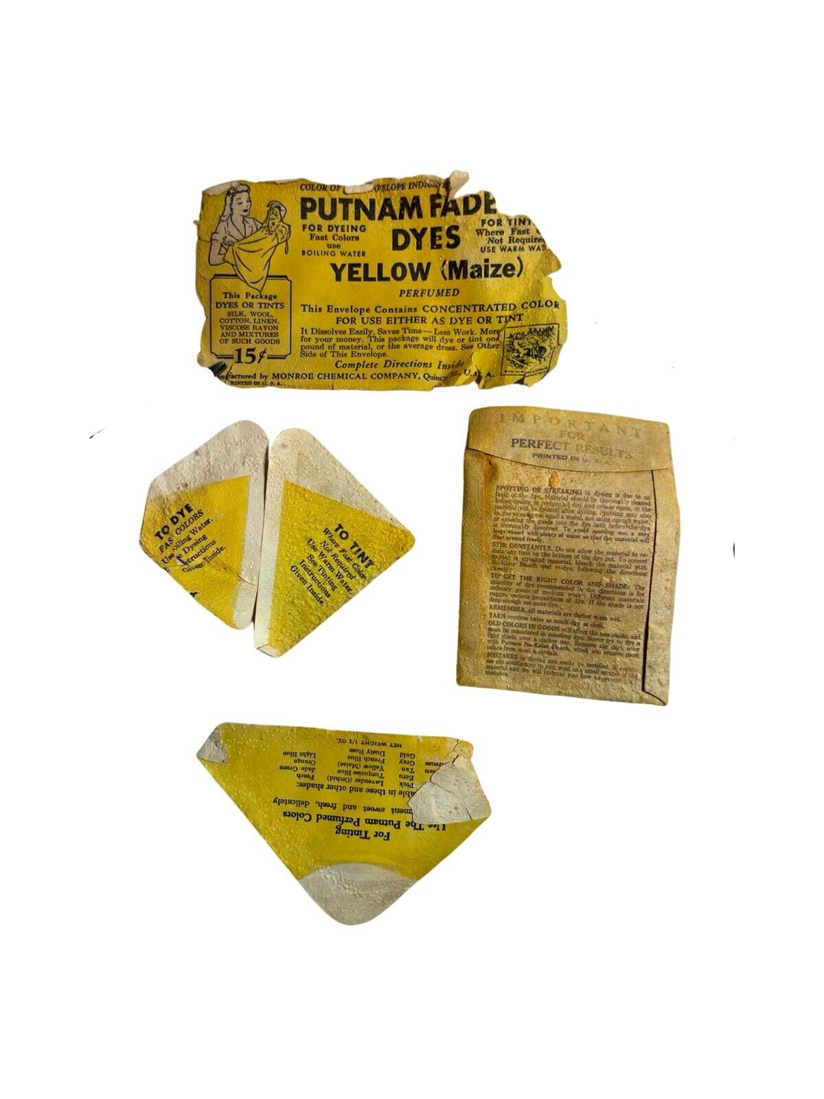 Vintage Advertising Putnam Fadeless Dye Yellow Original Package And Instructions